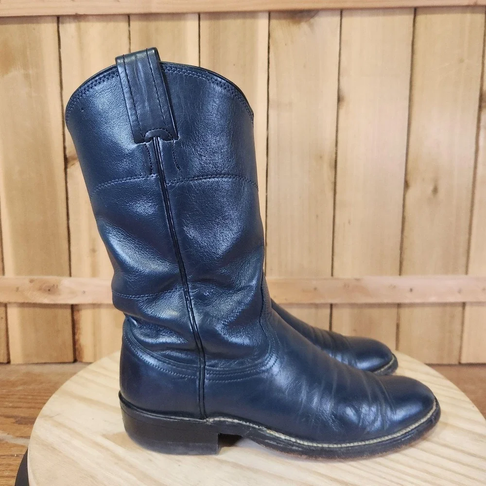 Nocona Roper Western Boots Kids 4 B Blue Leather Round Toe Cowboy
